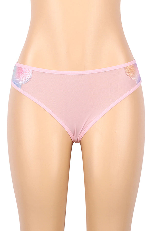 Pink Rainbow Floral Lace Babydoll