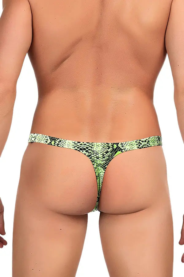 Men's Neon Green Snakeskin Thong Lingerie Diva