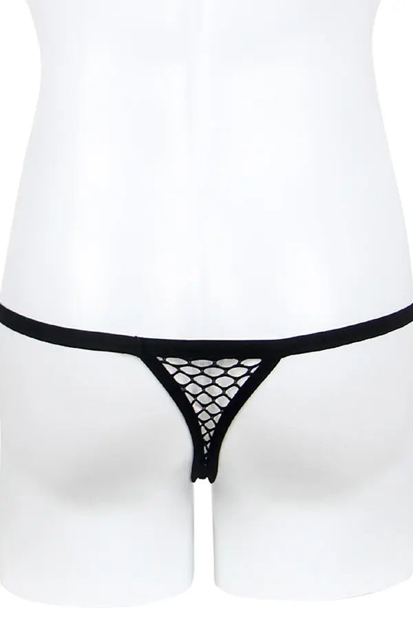 Men's Sexy Black Fishnet Mesh Thong Lingerie Diva
