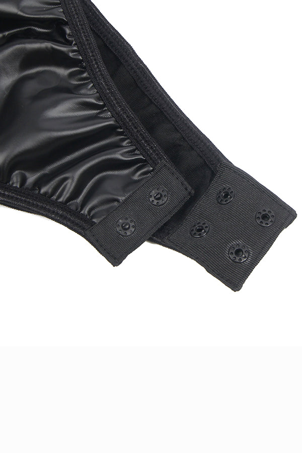 Sexy Black Faux Leather Maid Costume