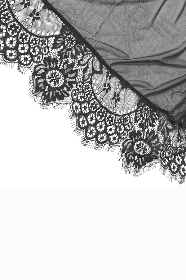 Plus Size Black Sheer Lace Robe