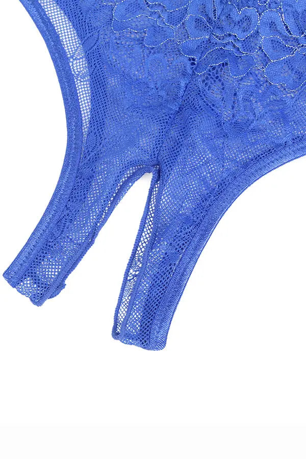 Sexy Blue Lace Crotchless Panties Lingerie Diva