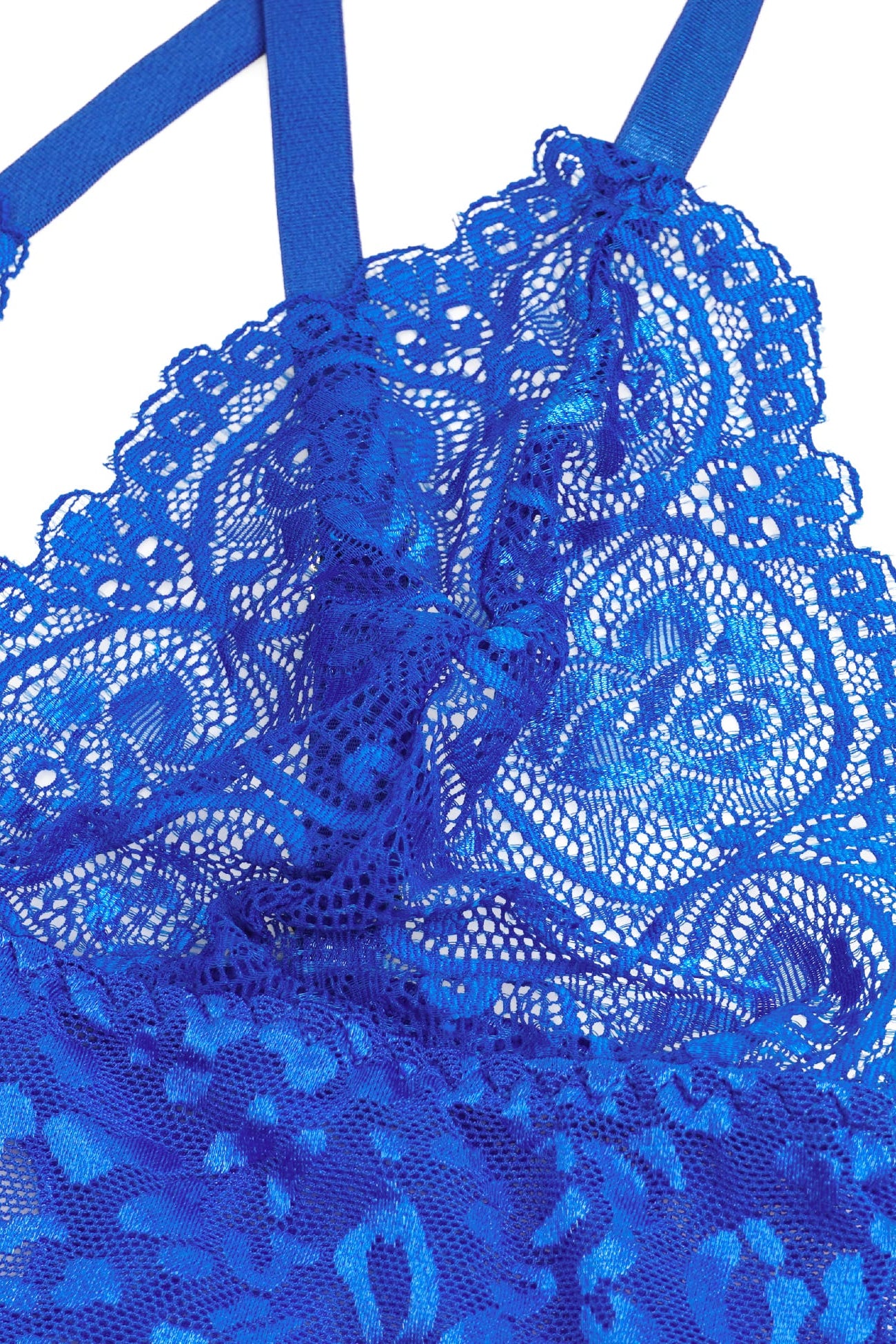 Blue Leopard Print Sheer Mesh Chemise