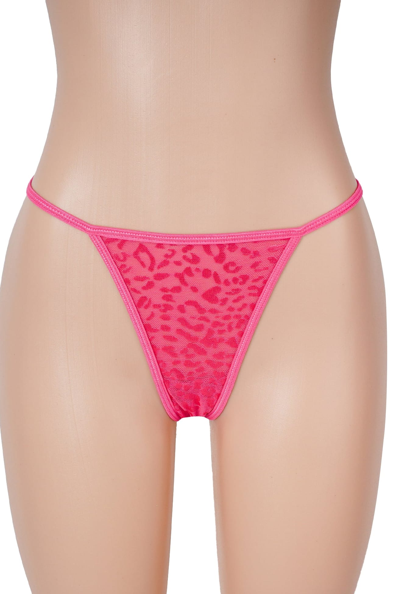 Pink Leopard Print Sheer Mesh Chemise