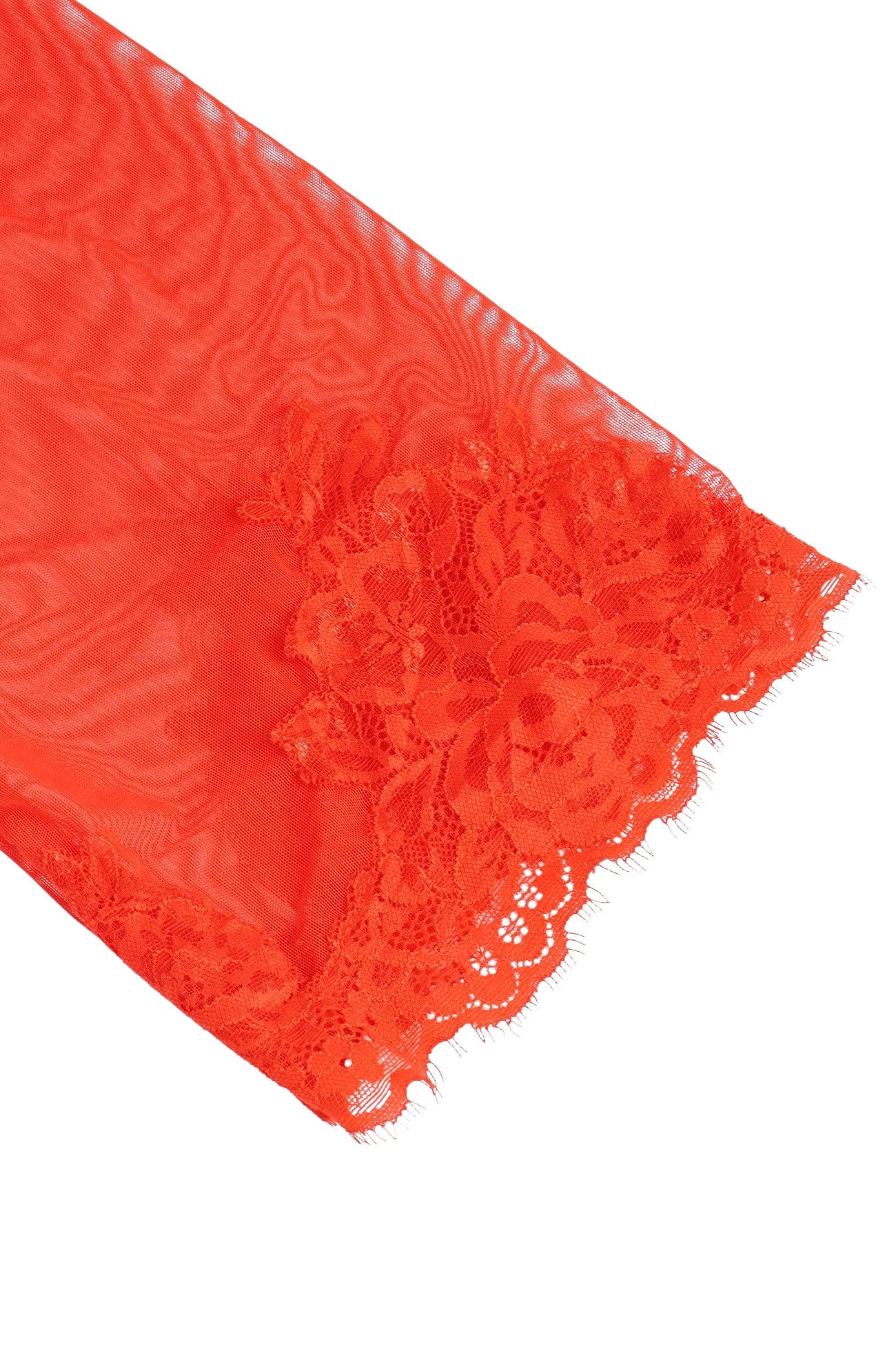Red Sheer Mesh Floral Lace Robe