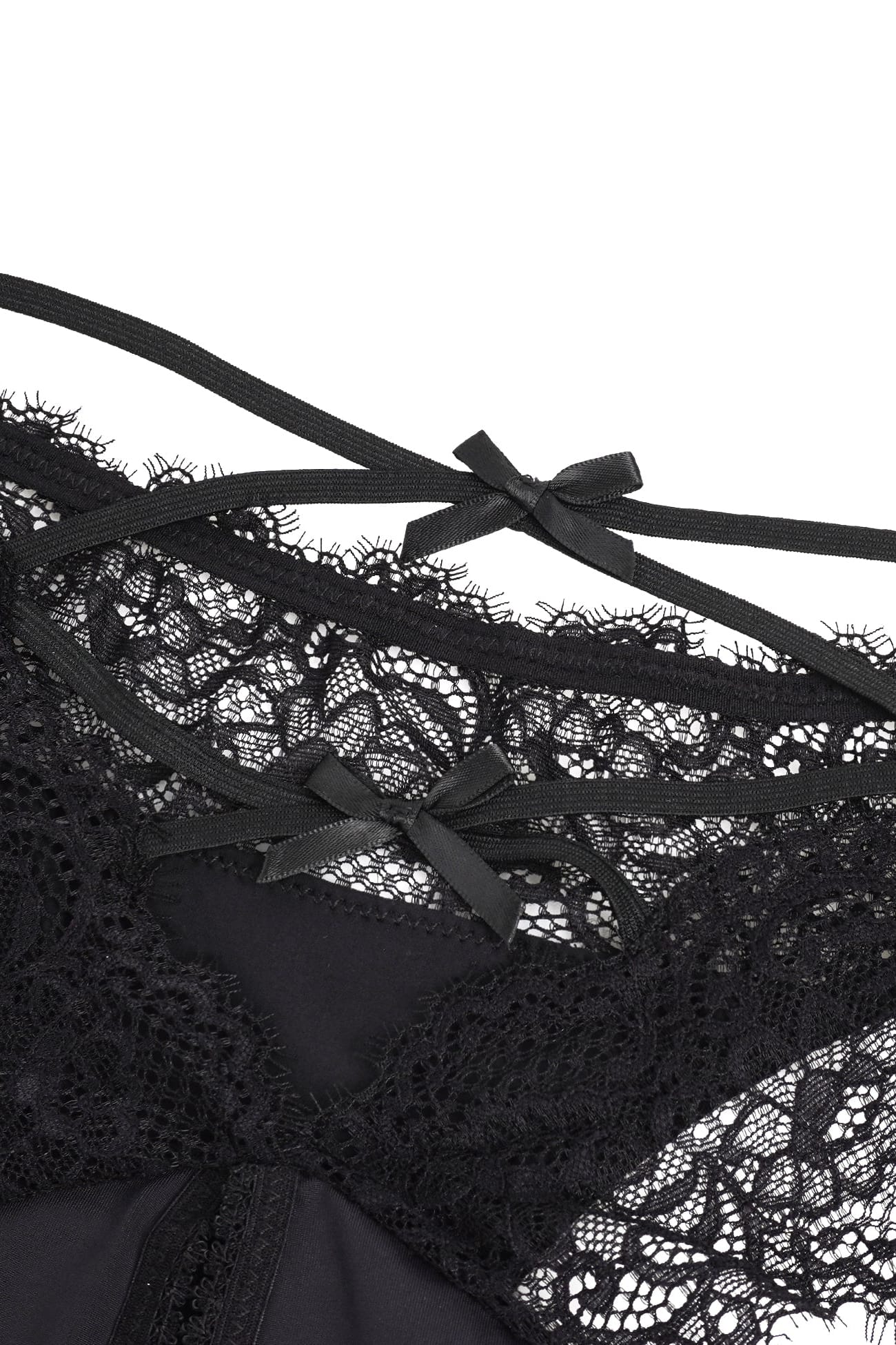 Black Criss-Cross Back Lace Crotchless Panty