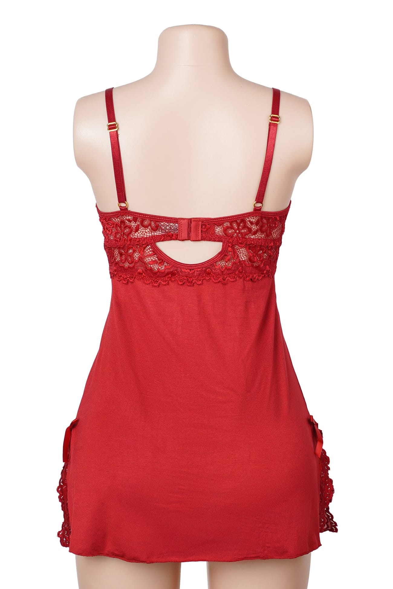 Red Floral Lace Babydoll with Side Slits