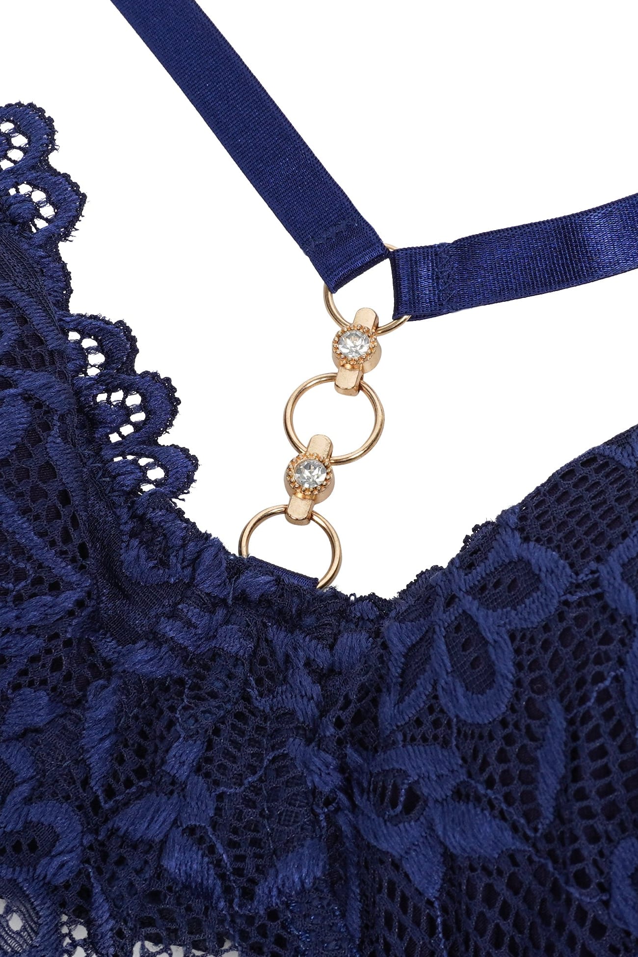 Blue Floral Lace Babydoll with Side Slits