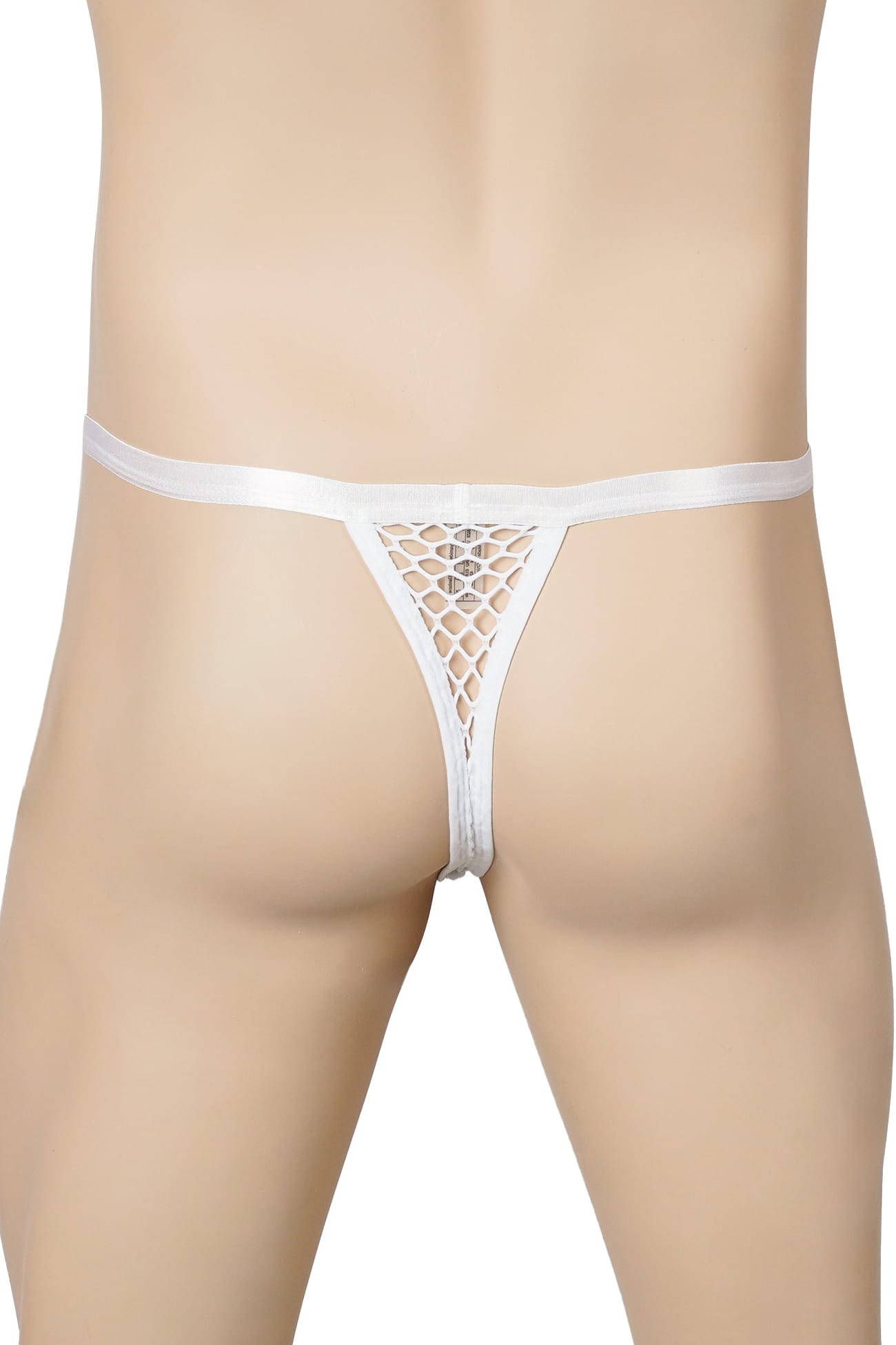 Men's White Fishnet Mesh Thong