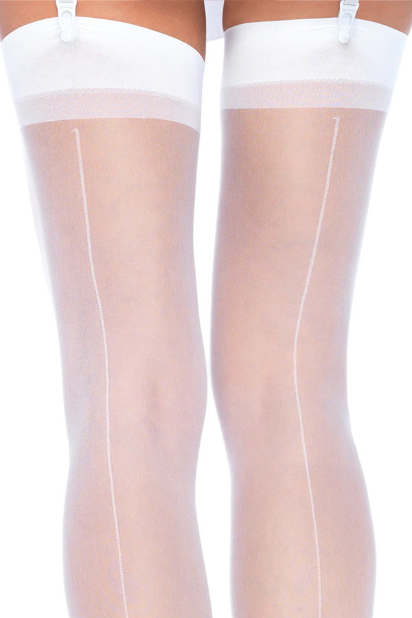 White Sheer Backseam Stockings