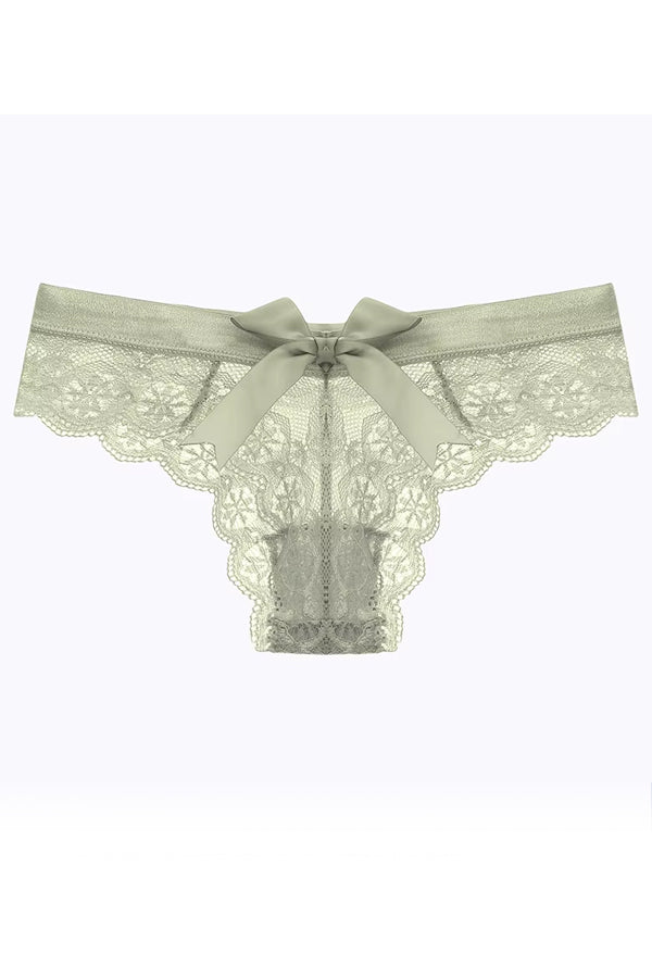 Green Lace Cheeky Cut Panty with Bow FineToo
