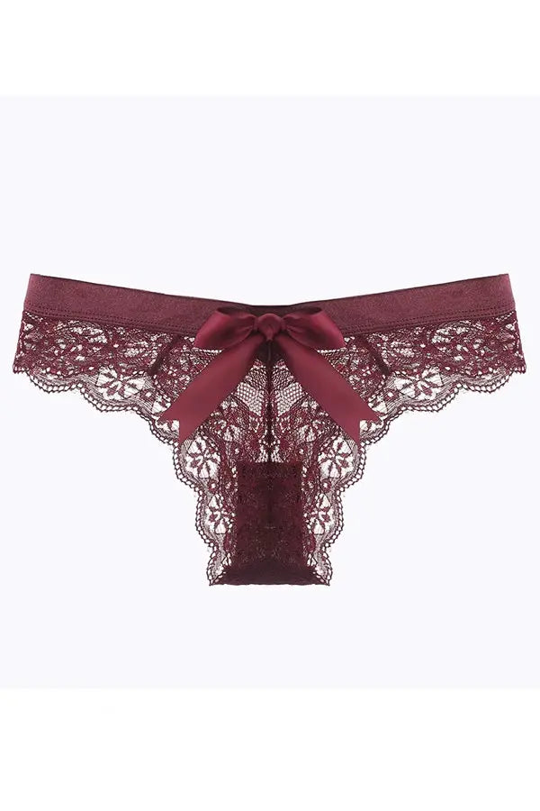Red Lace Cheeky Cut Panty with Bow FineToo