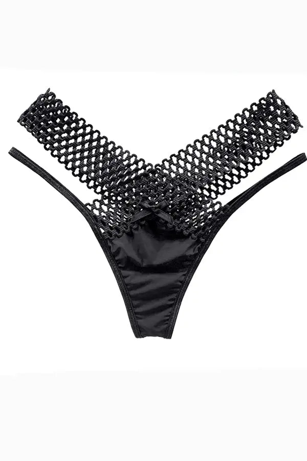 Black Lattice Stretch Micro Bikini Panty FineToo