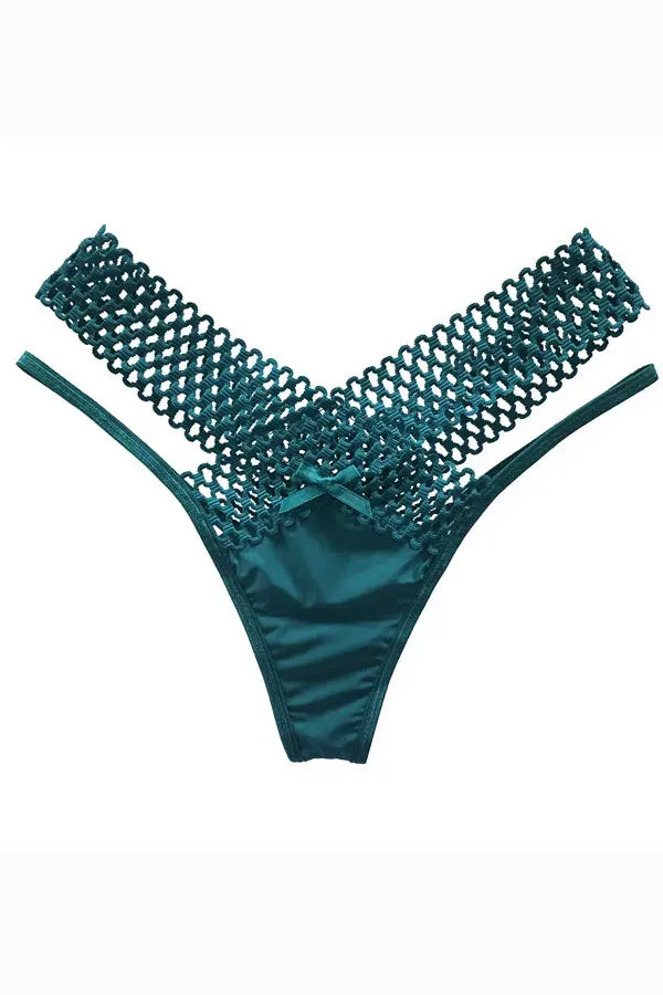 Green Leopard Lattice Stretch Micro Bikini Panty FineToo