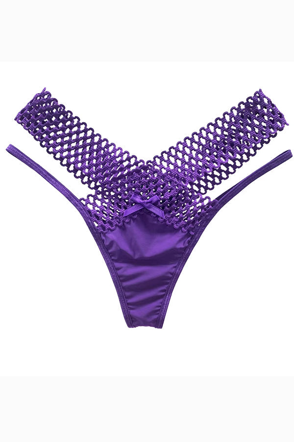 Purple Lattice Stretch Micro Bikini Panty FineToo