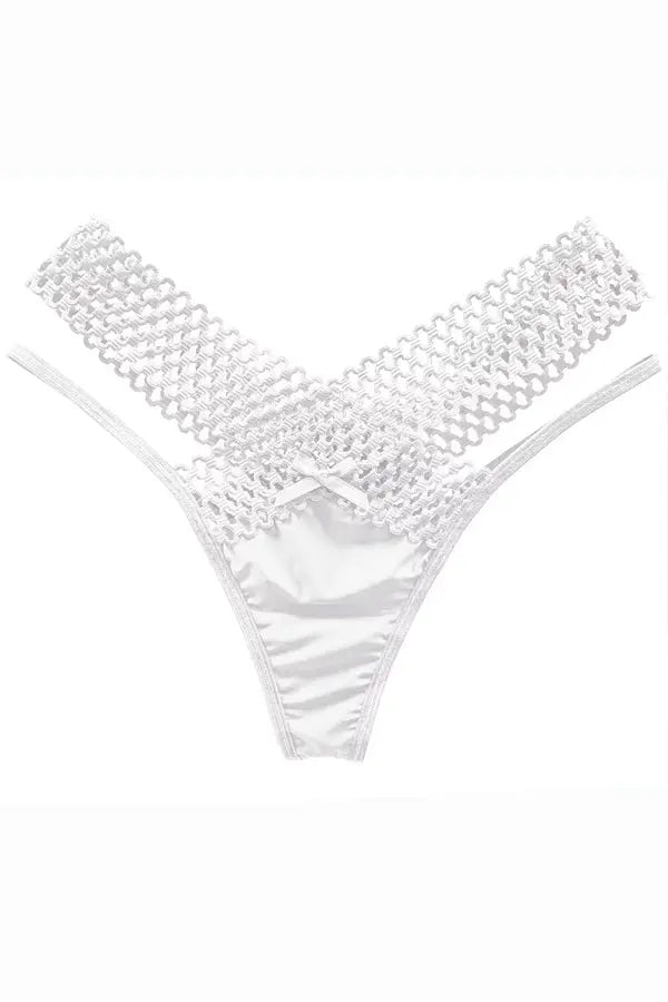 White Lattice Stretch Micro Bikini Panty FineToo