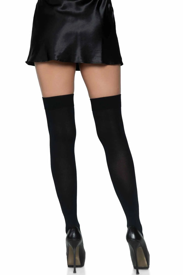 Black Bow with Black Opaque Thigh Highs