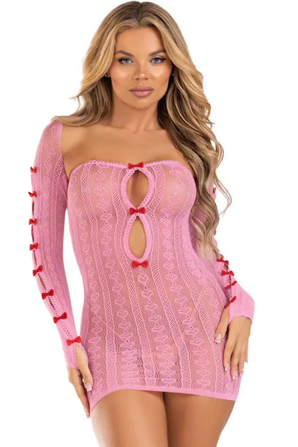 Pink Sweet Temptation Tube Dress and Shrug Set Leg Avenue