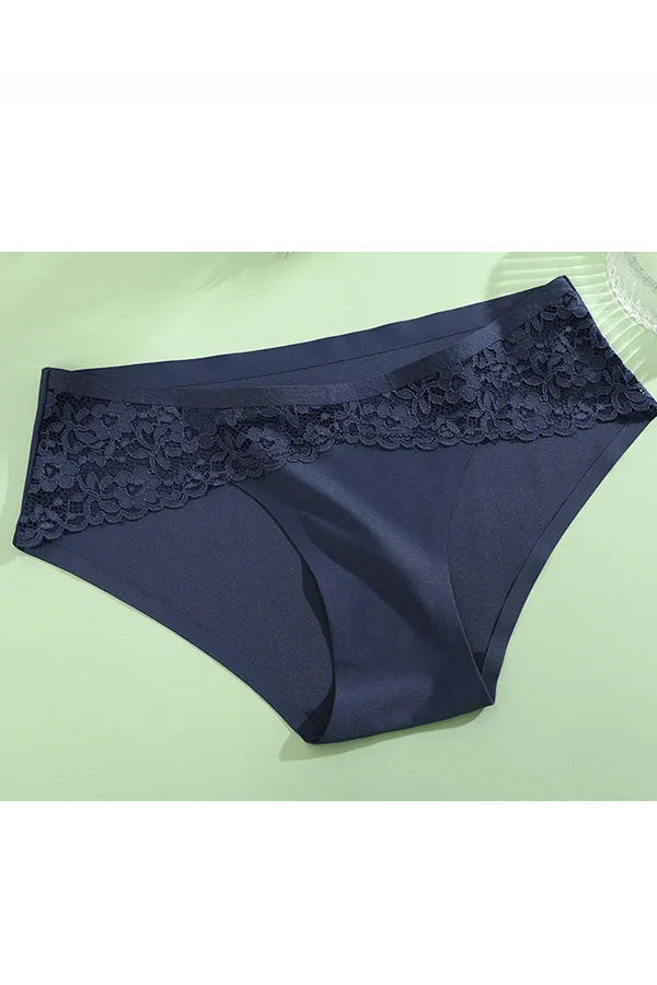 Blue Lace Front Brief Panty