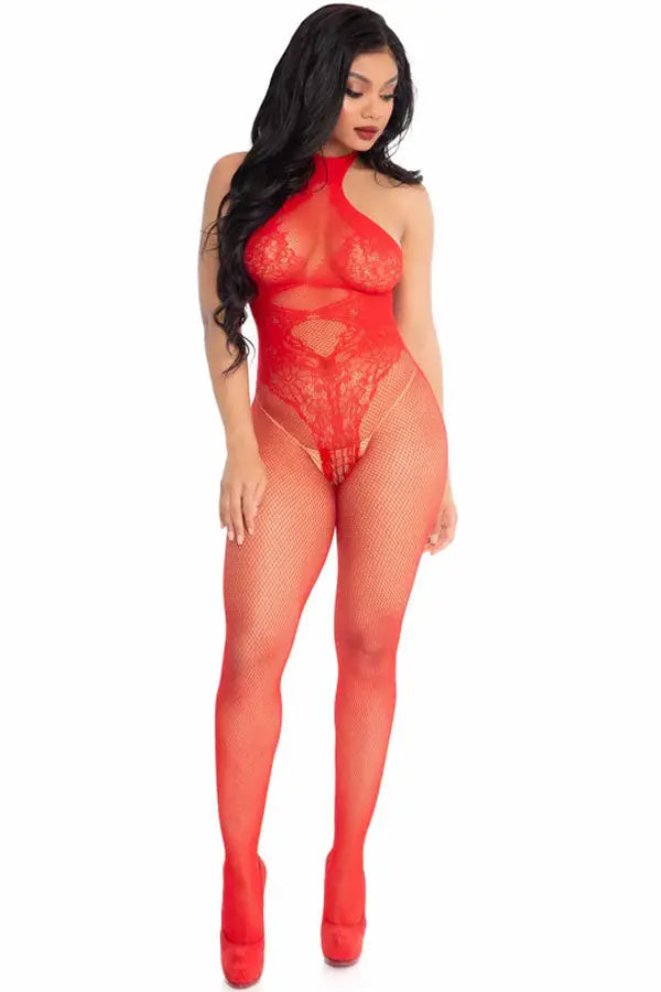 Red Over You Fishnet Bodystocking Leg Avenue