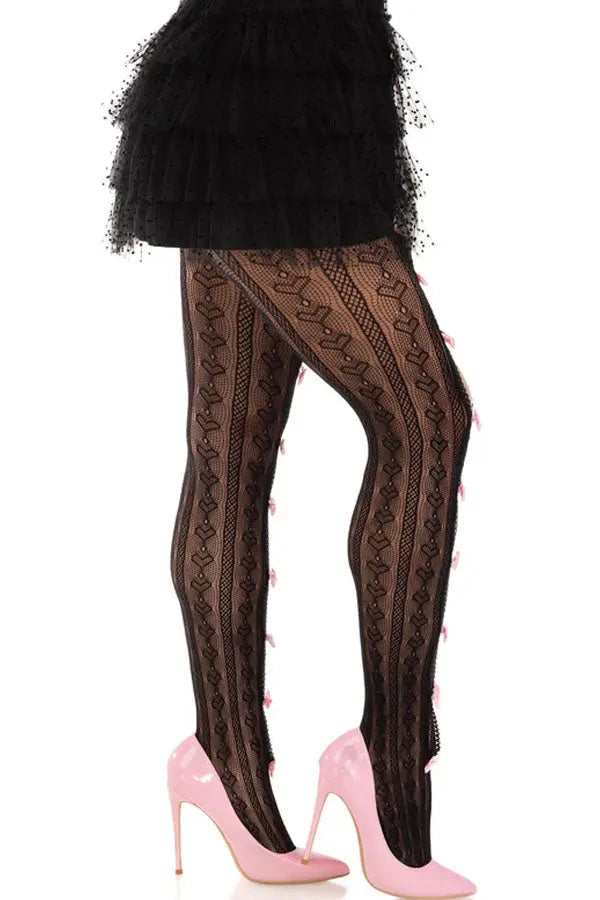 Black Sweetheart Striped Tights Leg Avenue