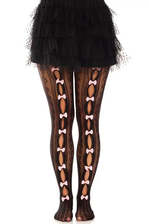 Black Sweetheart Striped Tights Leg Avenue