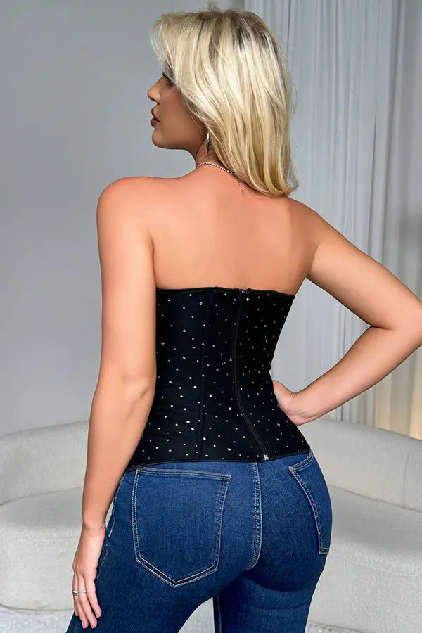 Dazzling Black Corset with Zip-Up Back Lingerie Diva