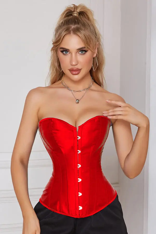 Red Timeless Satin Corset Lingerie Diva