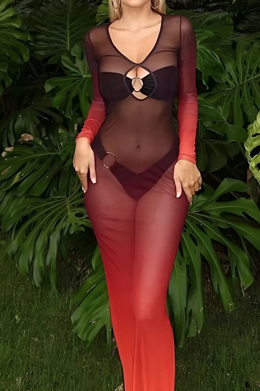 Sexy Sheer Mesh Swim Coverup Dress
