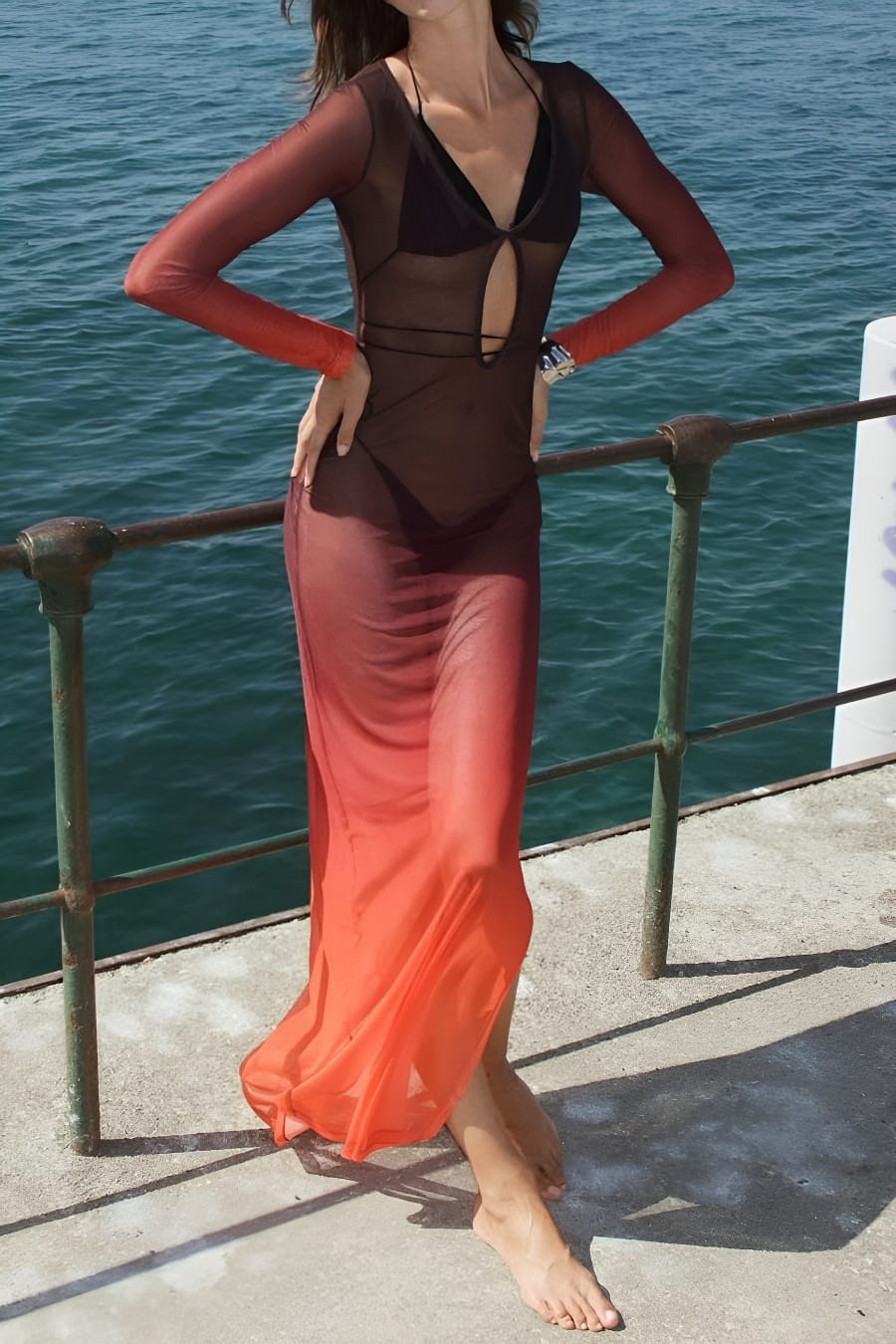 Sexy Sheer Mesh Swim Coverup Dress