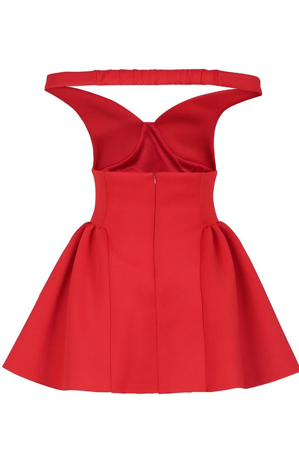 Red Off-Shoulder Corset Mini Dress