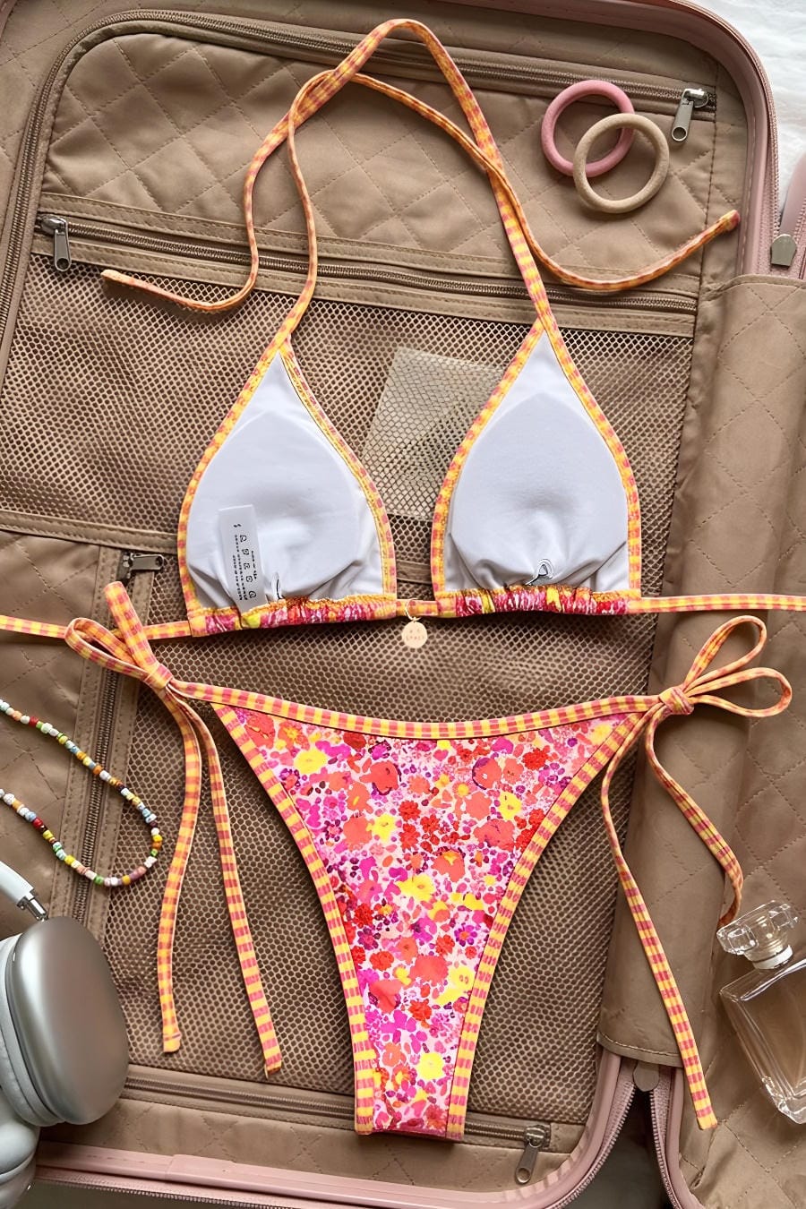Floral Print Triangle Bikini Set