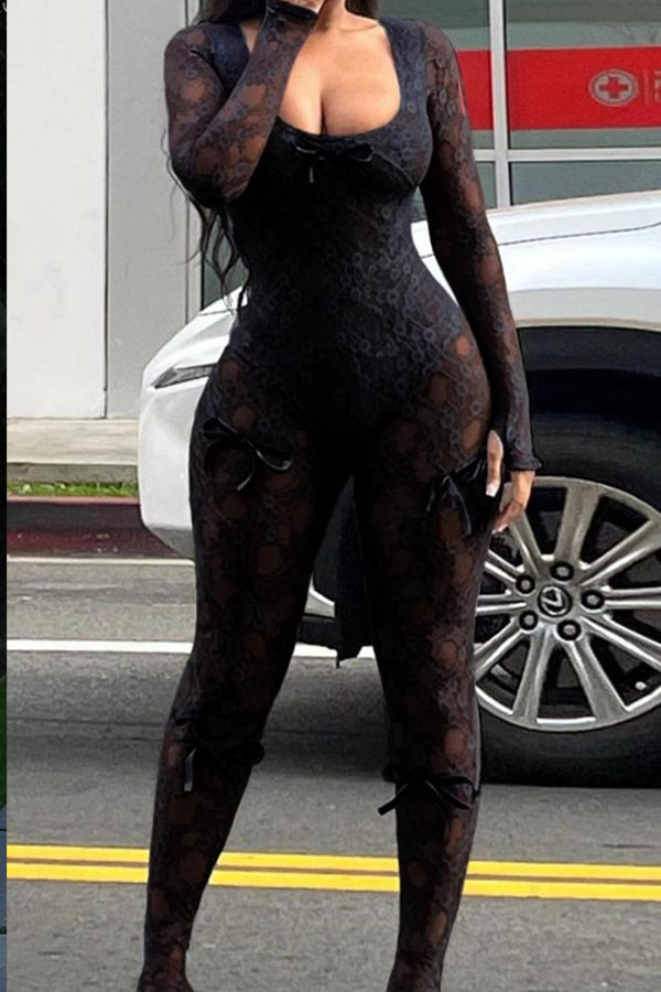 Full Lace Jumpsuit with Attached Lace Bodysuit Lingerie Diva