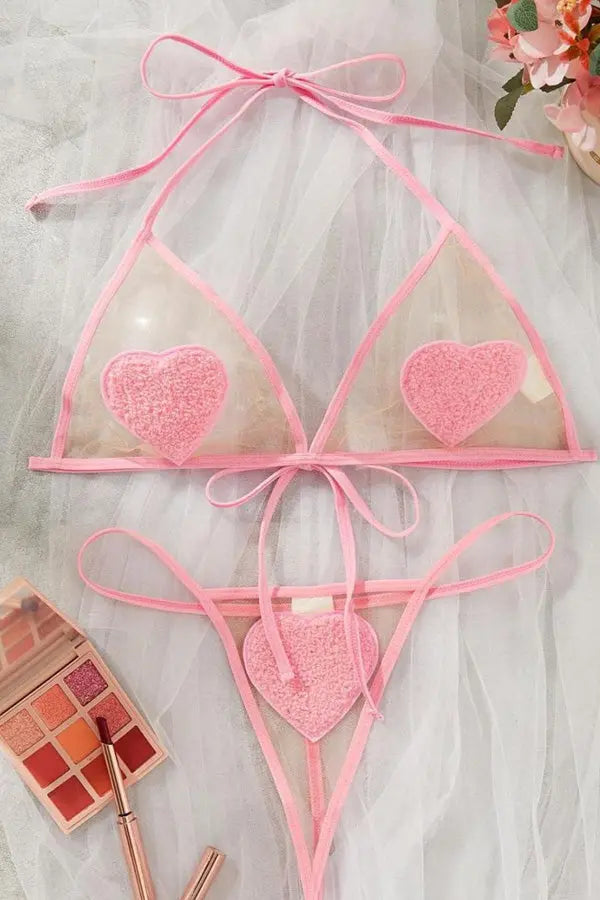 Heart Halter-Neck Bra & G-String Set Lingerie Diva