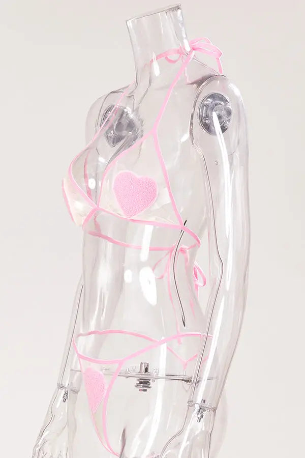 Heart Halter-Neck Bra & G-String Set Lingerie Diva