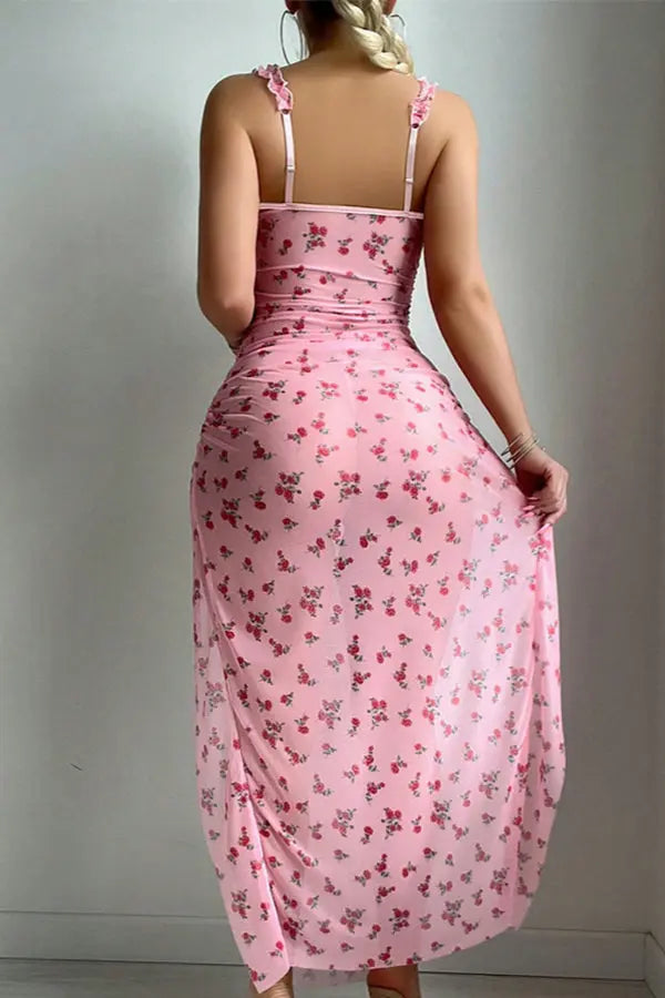 Rose Print Long Nightgown Lingerie Diva