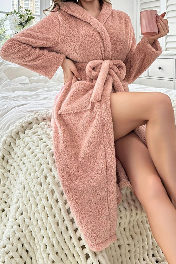 Pink Plush Hooded Robe