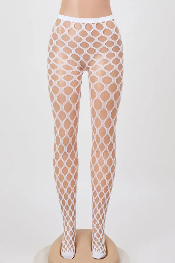 Glow-in-the-Dark Honeycomb Fishnet Tights UV Reactive Lingerie Diva