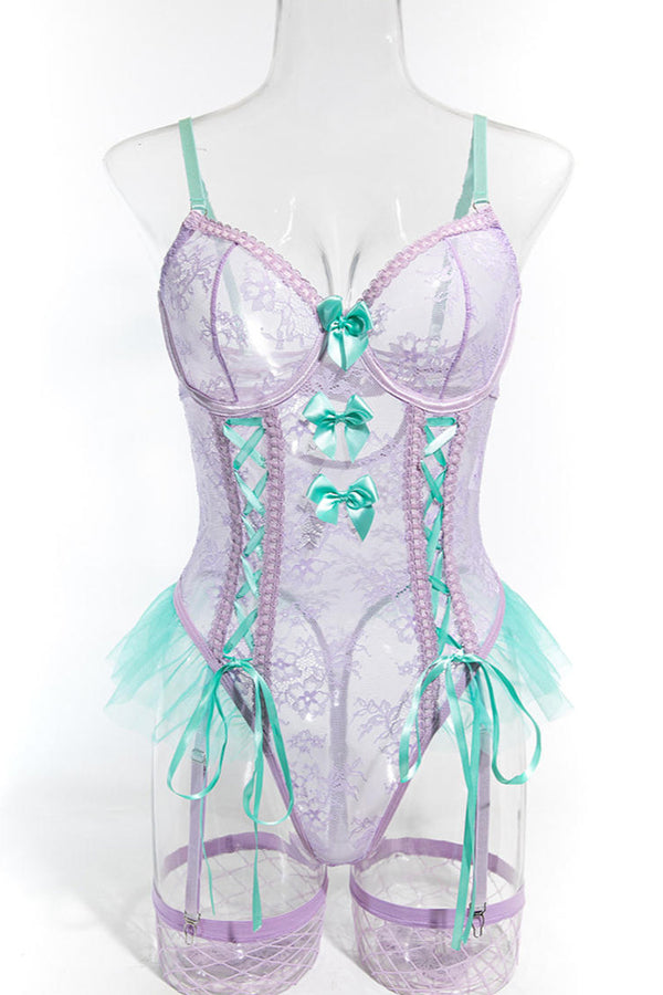 Lavender Lace and Tutu Ruffle Teddy