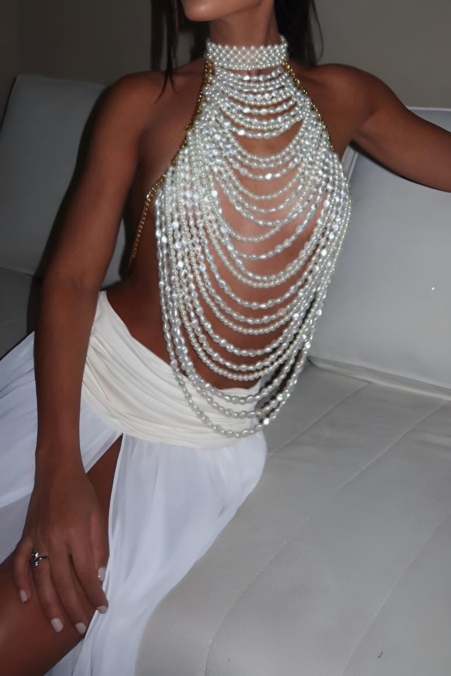 Multi-Strand Pearl Body Chain