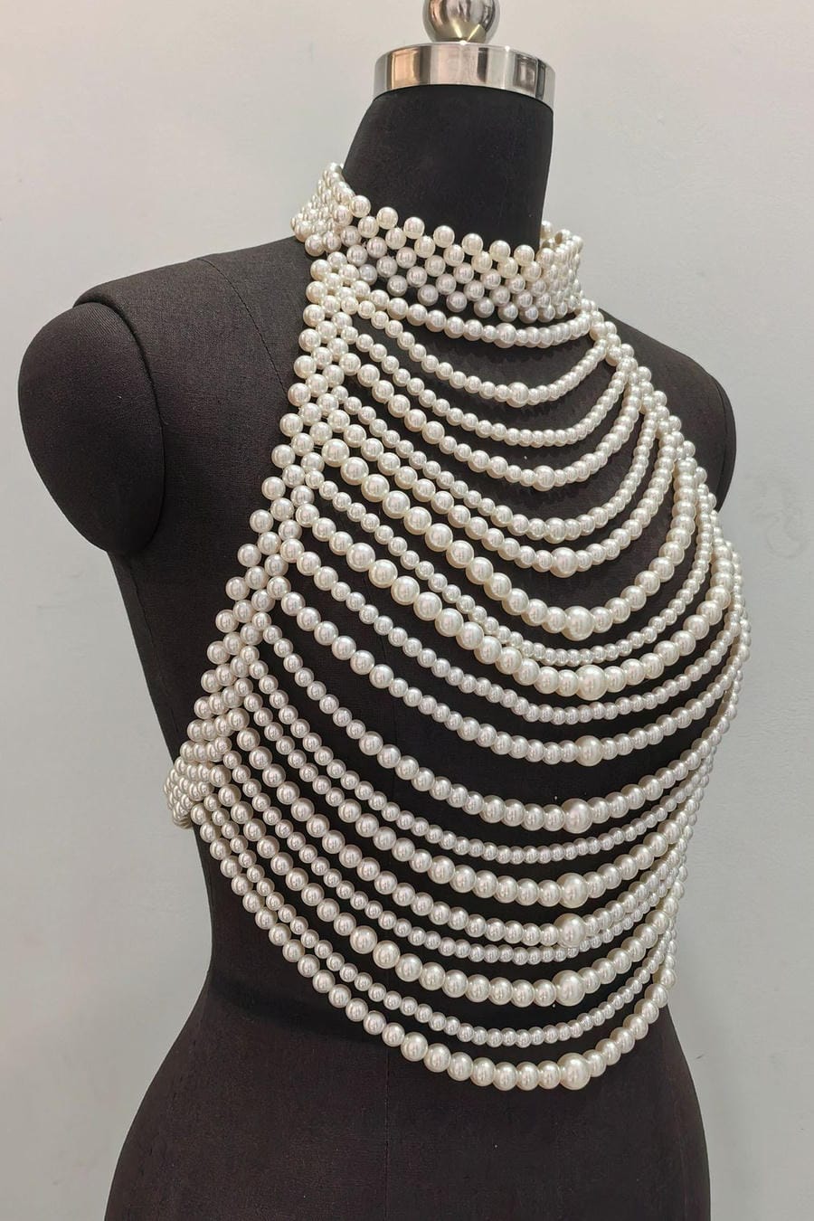 Multi-Strand Layered Pearl Body Necklace