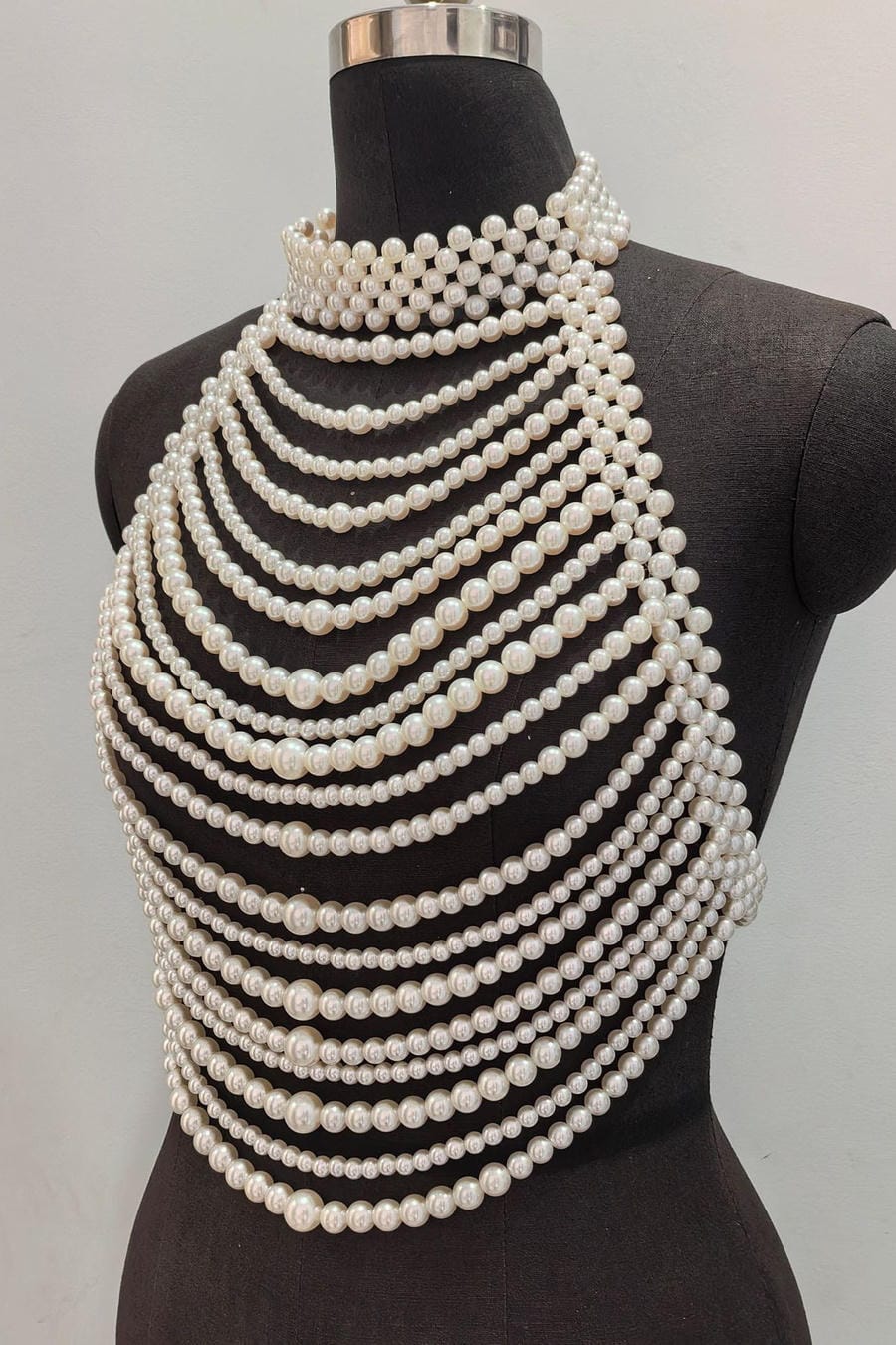 Multi-Strand Layered Pearl Body Necklace