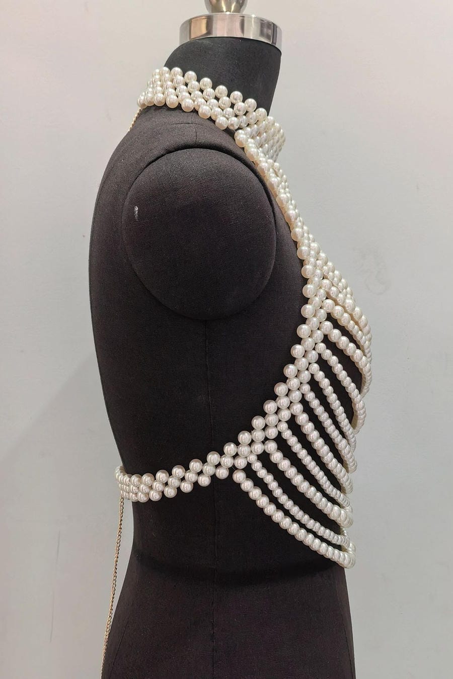Multi-Strand Layered Pearl Body Necklace