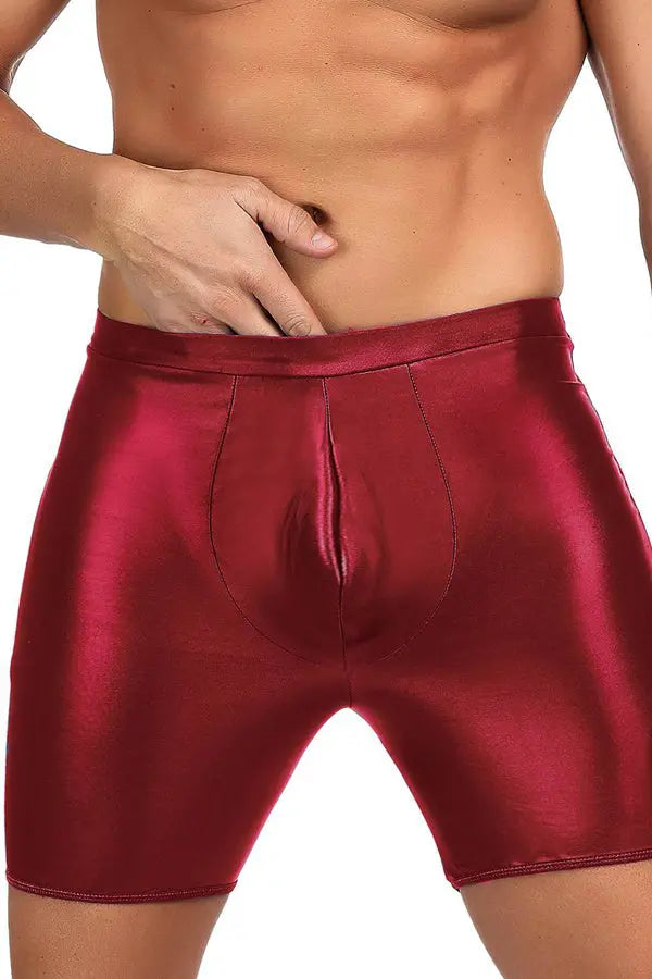 Red Open Back Long Line Boxer Shorts Lingerie Diva
