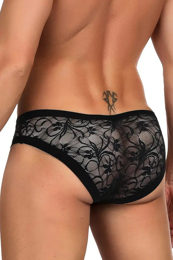 Men's Black Lace Bikini Lingerie Diva
