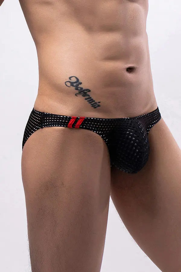 Black Breathable Mesh Sexy Men's Brief Lingerie Diva