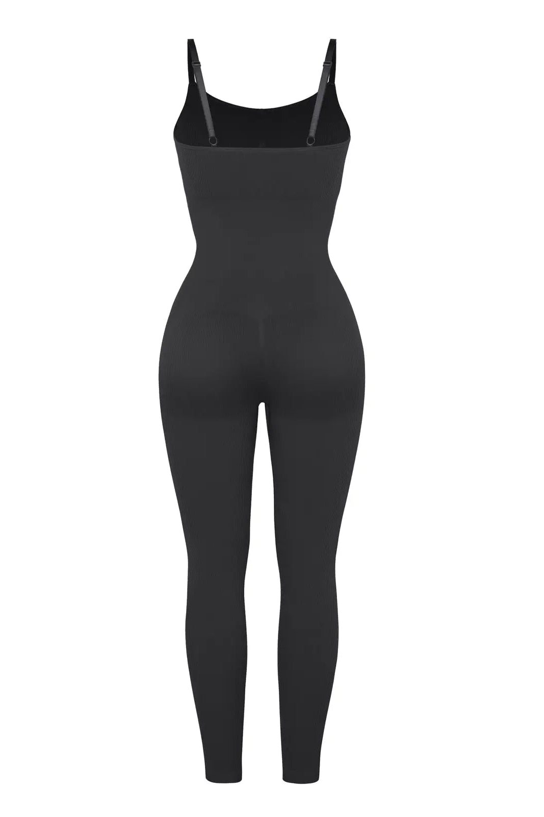 Chic Black Ribbed Shaping Full Jumpsuit CocoLolos