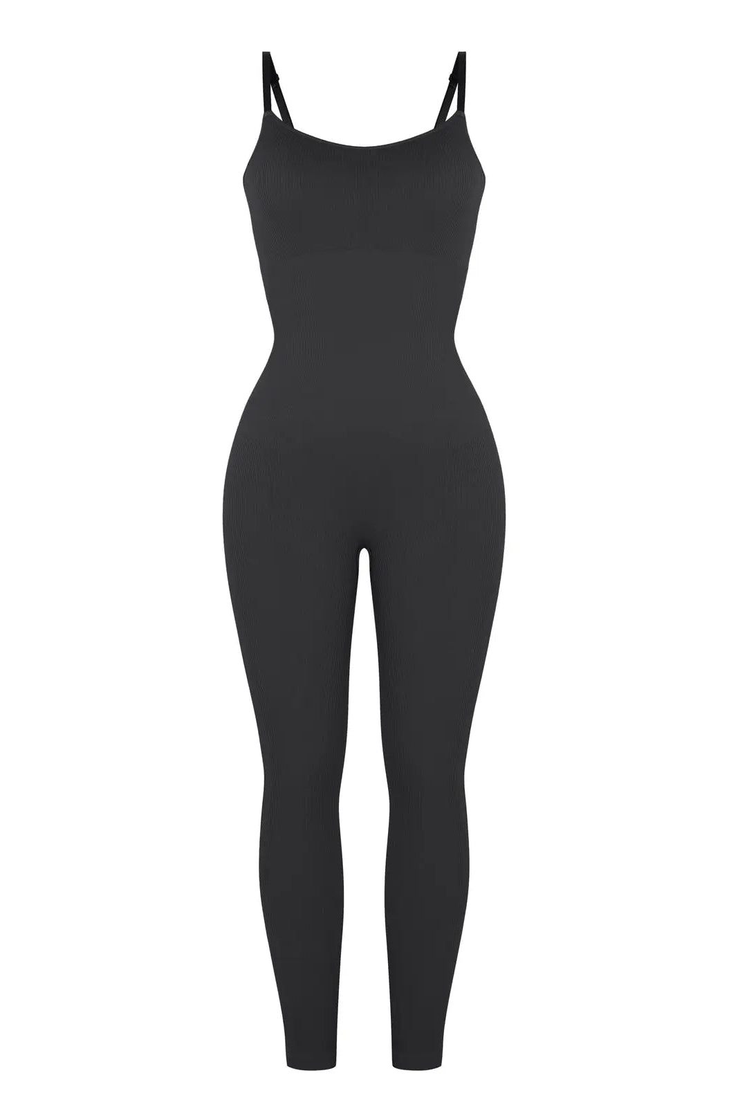 Chic Black Ribbed Shaping Full Jumpsuit CocoLolos