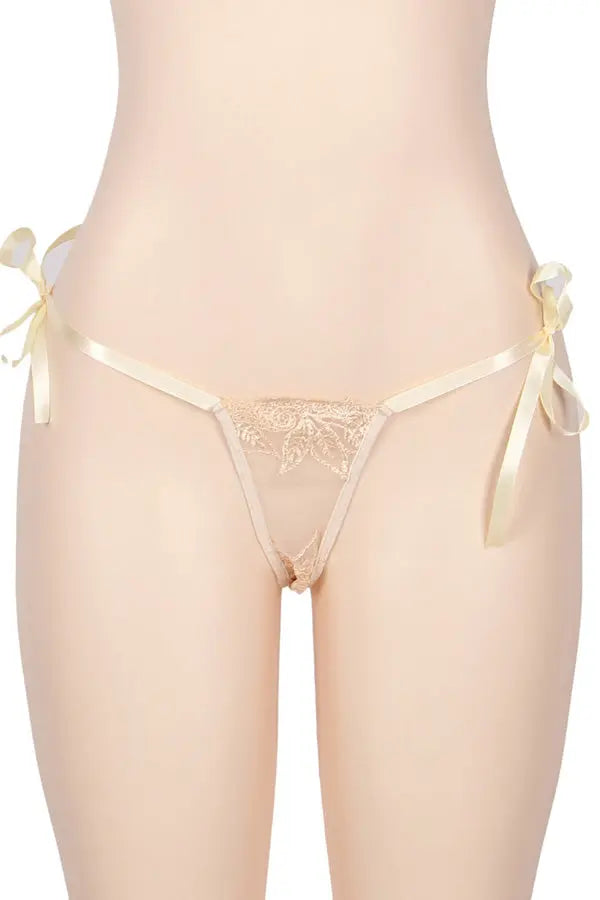 Seduction Elegant Nude Mesh Babydoll with G-string Lingerie Diva