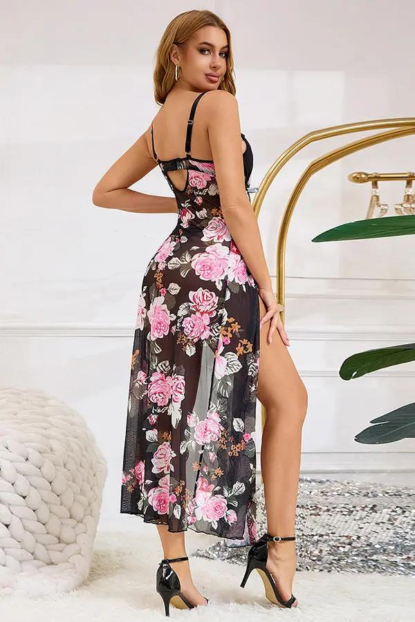 Floral Sheer Lace Maxi Lingerie Dress Lingerie Diva